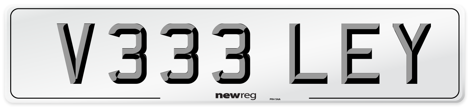 V333 LEY Number Plate from New Reg